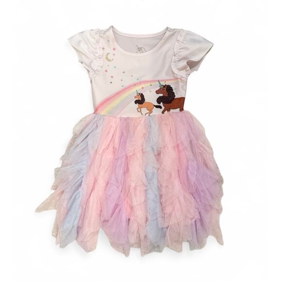 Afro Unicorn Girls Tulle Rainbow Dress 2T - Picture 1 of 4